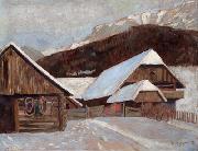 Otto Barth Farmhouse in winter oil painting on canvas